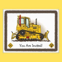 Big Bulldozer Dozer Kids Party Invitation invitations