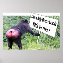 Big Bum Sign with Monkey Photo Print