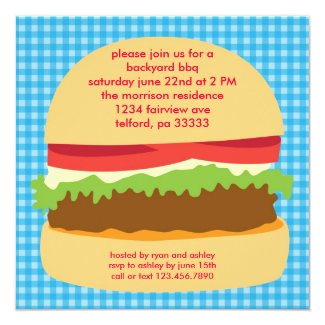 Big Burger BBQ Invitation 5.25" Square Invitation Card