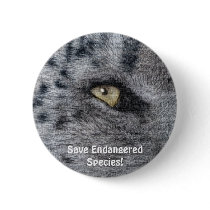 BIG CAT Snow Leopard Endangered Species Button