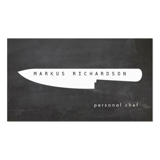 Big Chef Knife Logo 2 for Personal Chef, Catering Business Card Templates (front side)