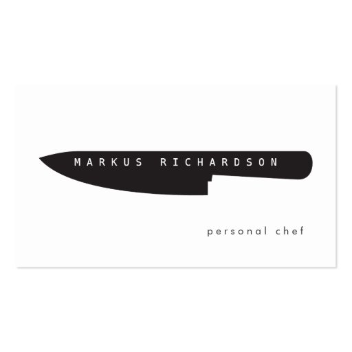 Big Chef Knife Logo for Personal Chef, Catering Business Card (front side)