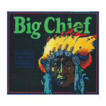 Big Chief Orange LabelOntario, CA Stretched Canvas Prints