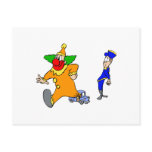 Big clown little car postcards
