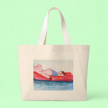 Big Daddy Pig Floating on Raft at Beach bags