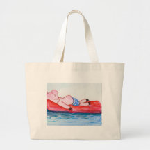 Big Daddy Pig Floating on Raft at Beach Canvas Bag