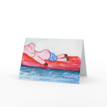 Big Daddy Pig Floating on Raft Card