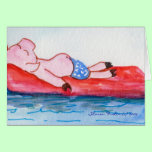 Big Daddy Pig Floating on Raft Card cards