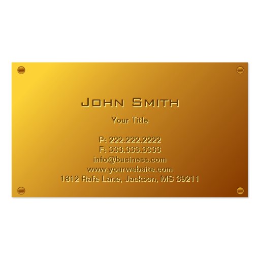 Big Dollar Sign Accounting Gold Business Card (back side)