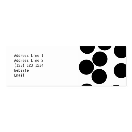 Big Dots. Black and White Pattern. Business Card Template (back side)