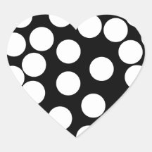 Big Dots in Black and White. Heart Sticker