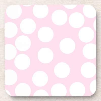 Big Dots Pattern. Pale Pink and White. Drink Coaster by Graphics_By_Metarla