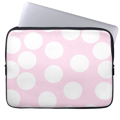 Big Dots Pattern. Pale Pink and White. Computer Sleeves by Graphics_By_Metarla