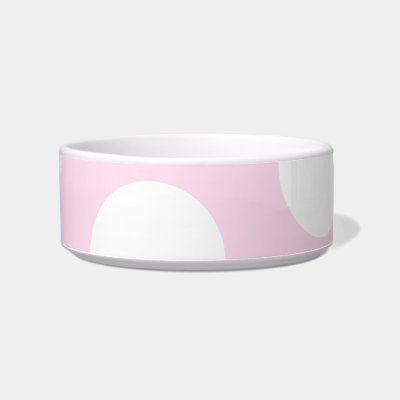 Big Dots Pattern. Pale Pink and White. Cat Water Bowl by Graphics_By_Metarla