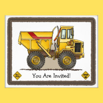Big Dump Truck Construction Kids Party Invitation invitations