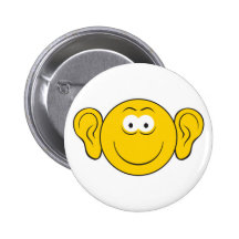 Big Ears Smiley Face Pinback Button