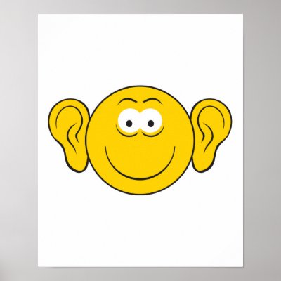 Big Ears Smiley Face Print by doonidesigns
