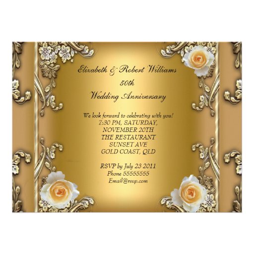 Big Elegant Gold 50th Wedding Anniversary Party Personalized Invite