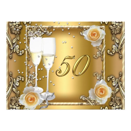 Big Elegant Gold 50th Wedding Anniversary Party Personalized Invite