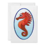 Big Eyed Cartoon Seahorse Personalized Invites
