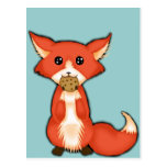 Big Eyed Fox Eating A Cookie Postcard