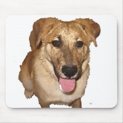 Big Eyes Golden Retriever Puppy - Ranch Dog Lover Mouse Pad by She_Wolf_Medicine