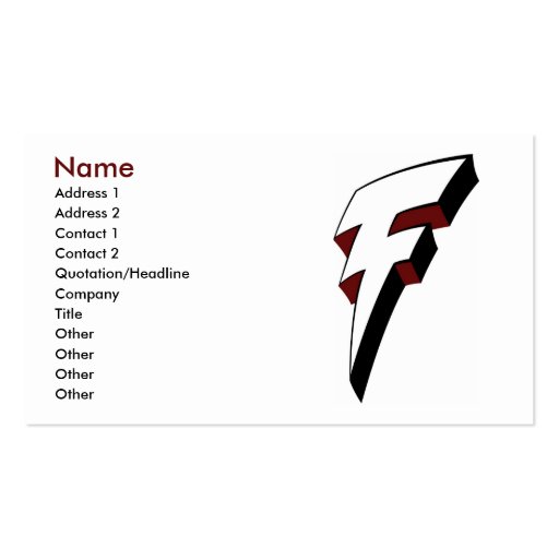 Big F Lightning Bolt Profile Card Template Business Card (front side)