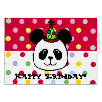 Big Face Panda Cartoon Birthday Greeting Card