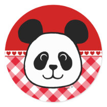Big Face Panda Cartoon Round Sticker