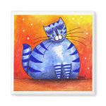 Big Fat Blue Cat - Square Magnet magnet