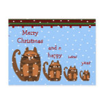 big fat cat rufus xmas snow post cards