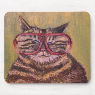 Big Fat Glasses Cat Mousemat zazzle_mousepad