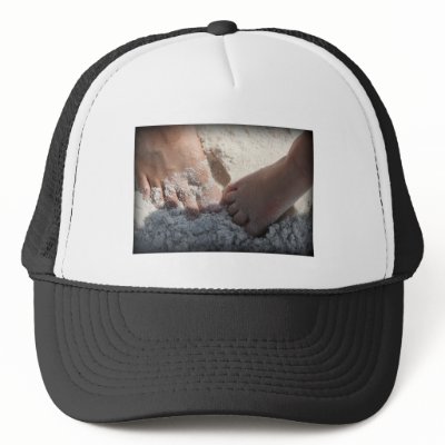 Big Foot Little Foot at the Beach Florida gulf Trucker Hats by SusansZooCrew