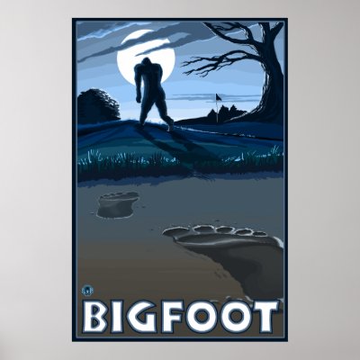 Big Foot walking through Golf Course Posters by LanternPress