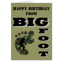 Big foot with foot logo greeting cards