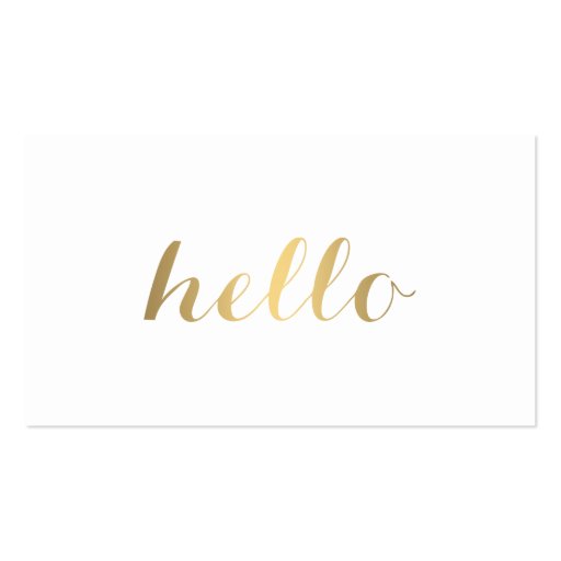 Big Gold Hello Simply Stated Business Card (front side)