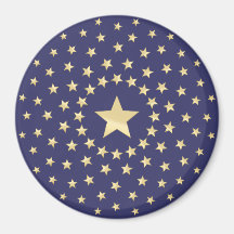 Big Golden Star circled by smaller stars Fridge Magnets