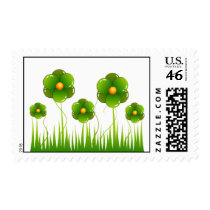 Big green flowers stamps