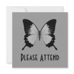 Big Grey & Black Butterfly Personalized Announcements