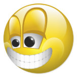 BIG GRIN SMILEY FACE ROUND STICKER