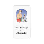big guy vs little guy funny boxing cartoon address label