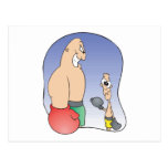 big guy vs little guy funny boxing cartoon postcards