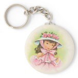 Big Hat With Roses on a Little Girl Keychain