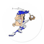 Big Head Baseball Man Round Stickers
