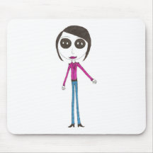 Big Head Button girl Mouse Pads