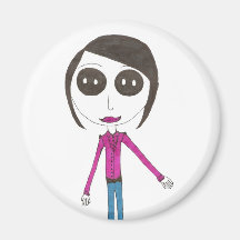 Big Head Button girl Refrigerator Magnets
