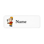 Big head player with a puck & Stick Return Address Label