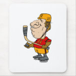 Big head player with a puck & Stick Mouse Pad