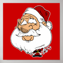 big head santa claus poster