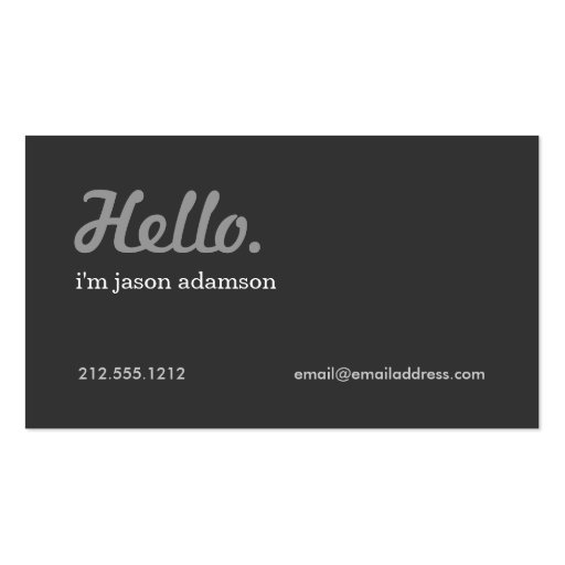 BIG HELLO INTRODUCTION No. 3 Business Card (front side)